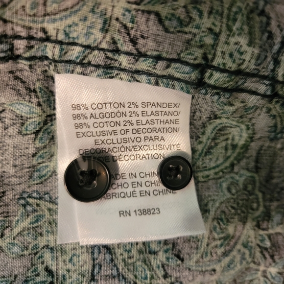 Cody James Green/ Navy Paisley Casual Western Button Down Shirt. Size S - Picture 3 of 5